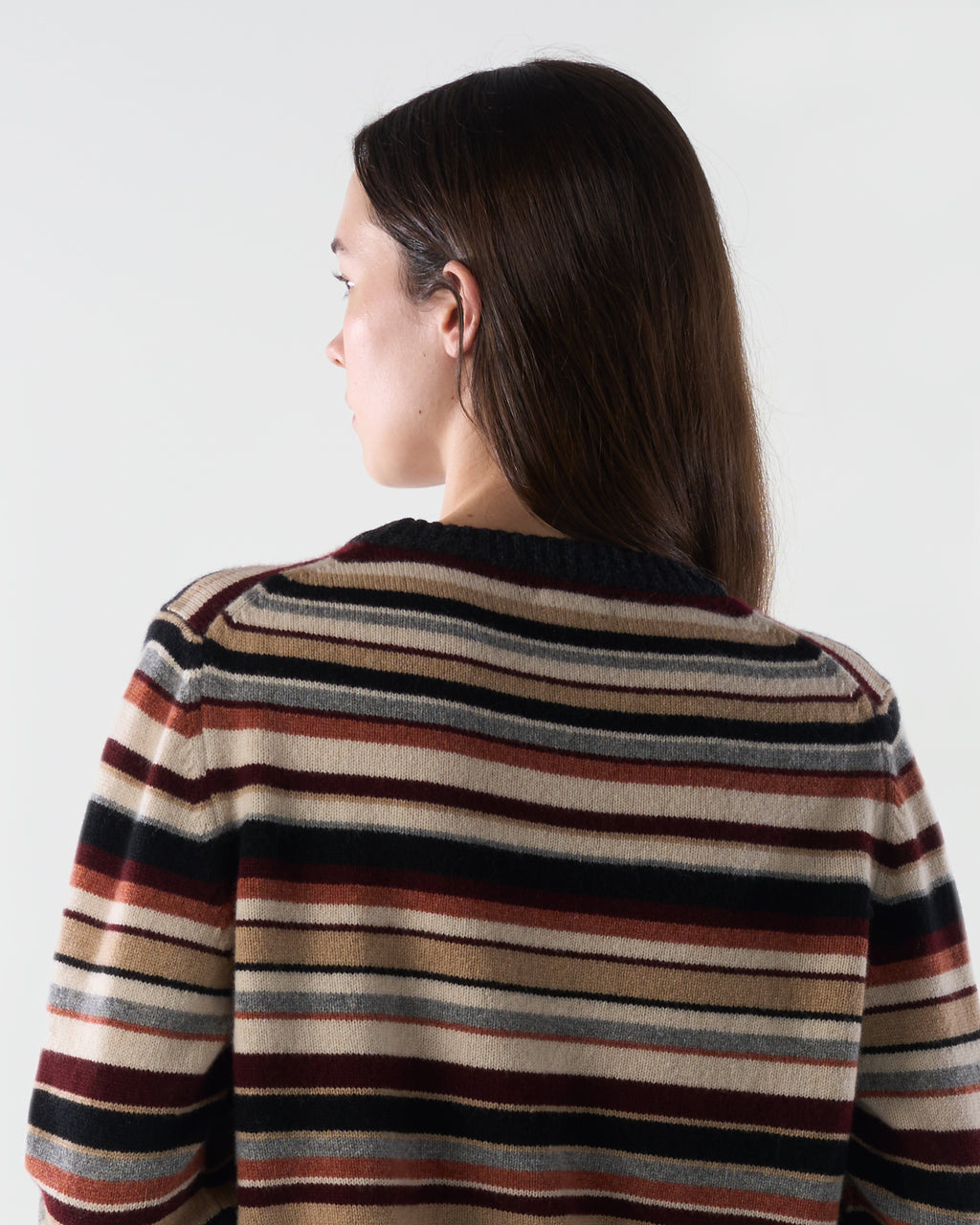 Multi-Stripe Crewneck Sweater in Sandstorm Lambswool