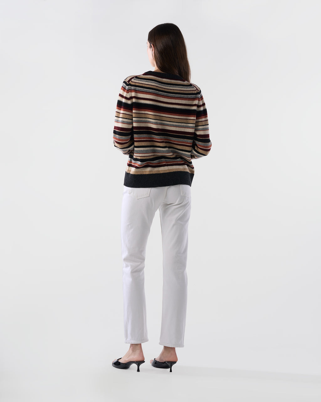 Multi-Stripe Crewneck Sweater in Sandstorm Lambswool
