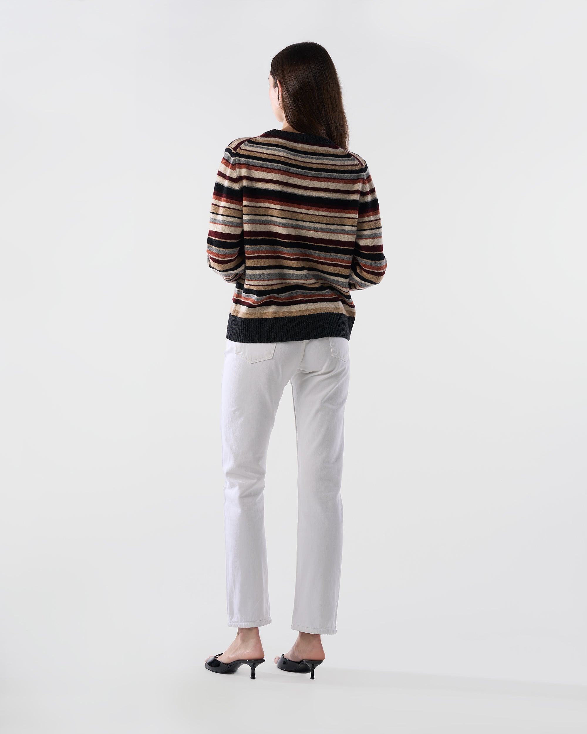 Multi-Stripe Crewneck Sweater in Sandstorm Lambswool