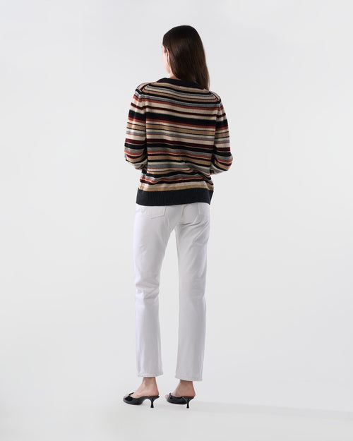 Multi-Stripe Crewneck Sweater in Sandstorm Lambswool