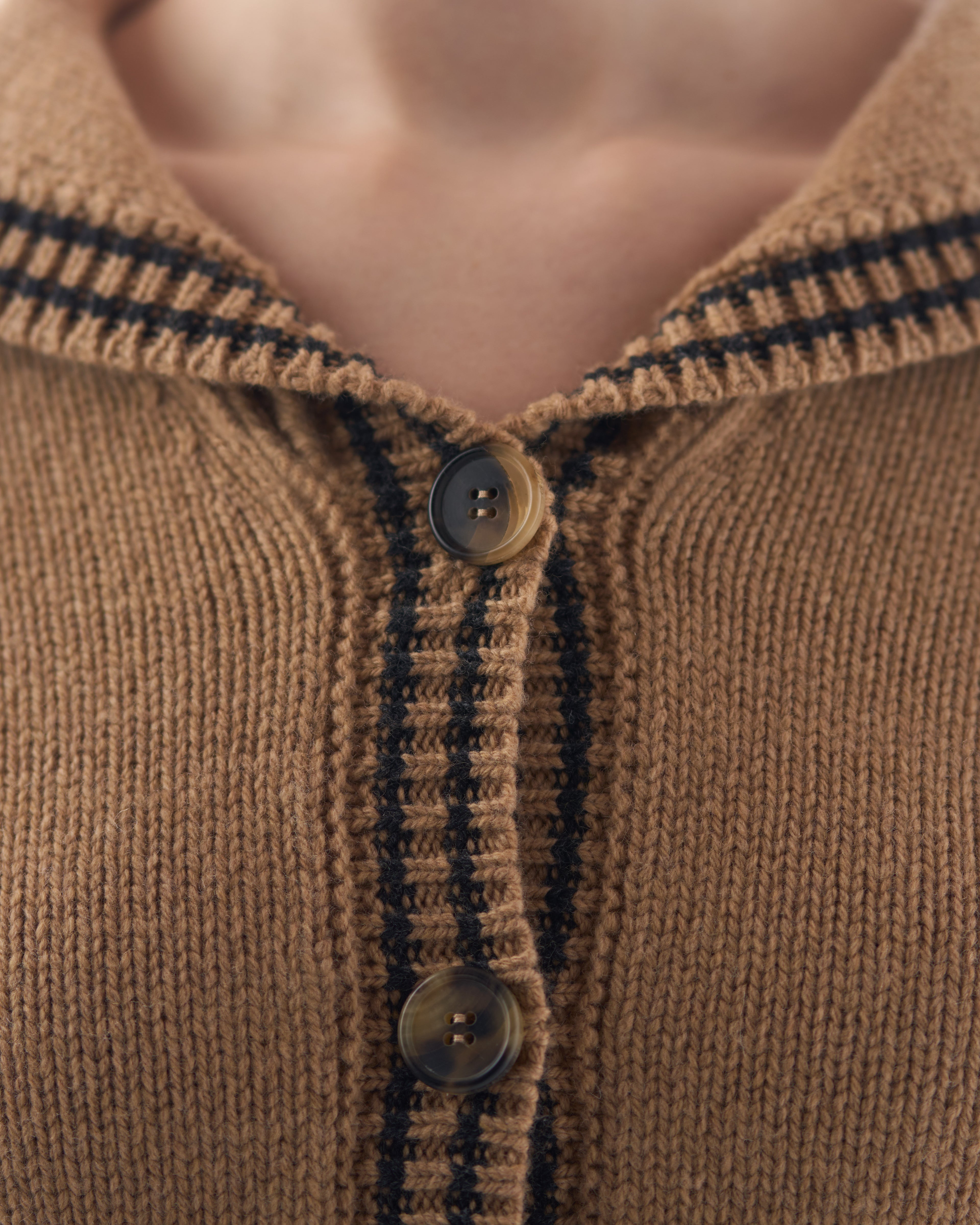 Sailor-Collar Cardigan in Brown Sugar Lambswool