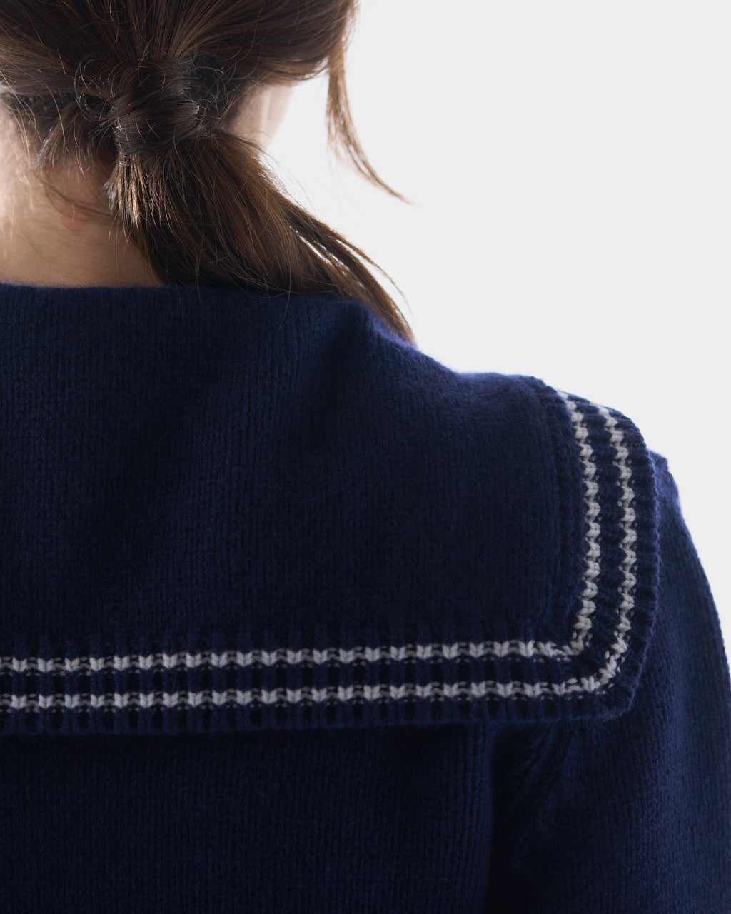 Sailor-Collar Cardigan in British Blue Lambswool